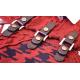Silversilk Cranberry Red / Black / White Buckled Shawl Collar Zip-Up Sweater 7206